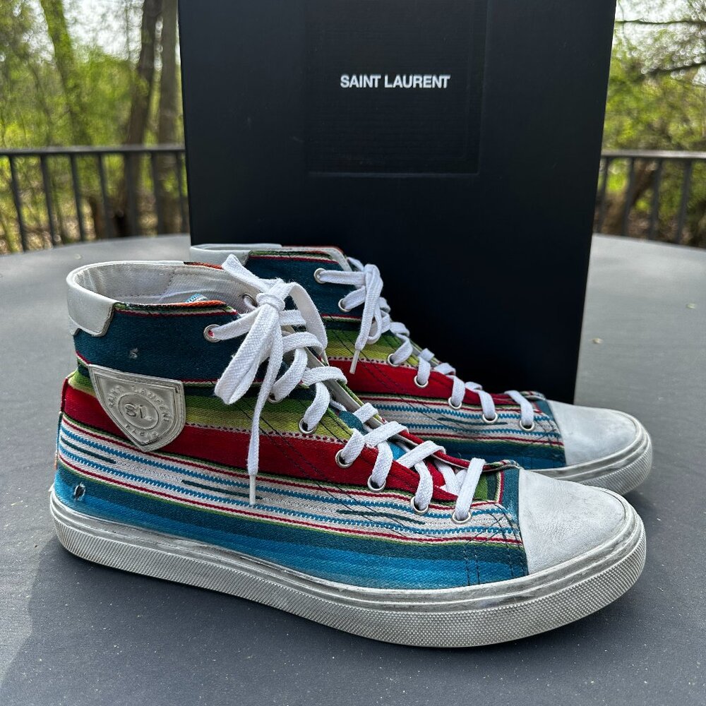 Saint Laurent Multicolor Bedford High Top Sneakers Men's size 10.5. Like New